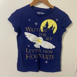 Kids Navy Blue Waiting for my Letter From Hogwarts Owl Short Sleeve T-Shirt